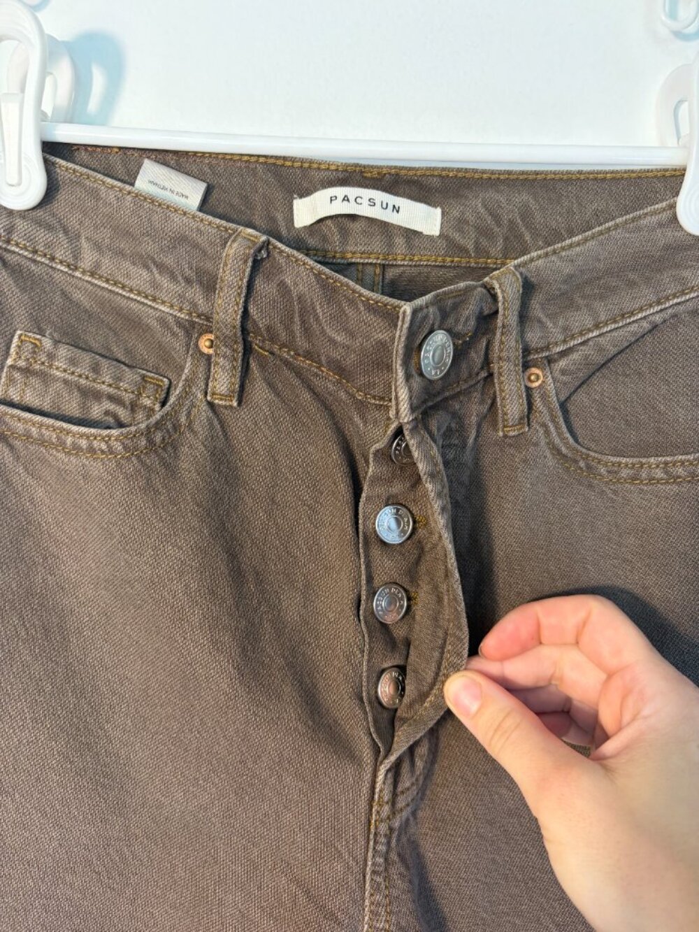 Pacsun High Rise Bootcut Brown Wash Button Fly Jeans - Picture 3 of 7